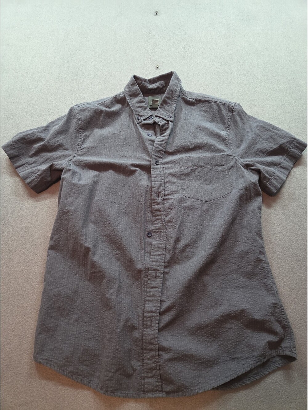 men's navy blue button-up short sleeve shirt by 14th & Union size L